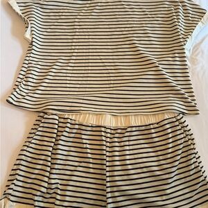 SHEIN Black and Cream Striped Jumpsuit
